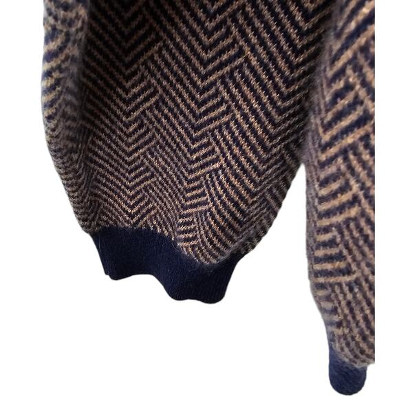 Orvis Sweater Mens Large Cashmere Herringbone Cozy Warm Knit Pullover V-Neck - Picture 5 of 9